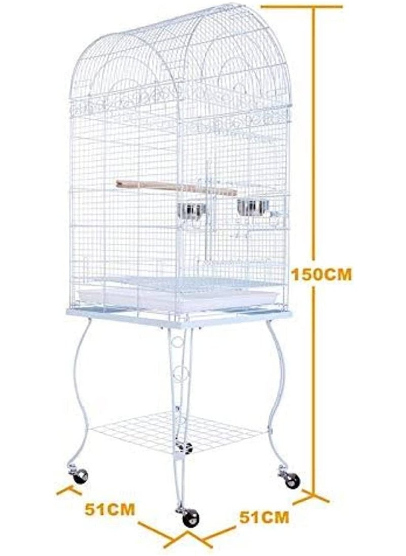 parrot Bird cage with rolling stand 2 wood stick 2 Food Container large with top stand for big parrots such as casco cocatoo,conure,Parakeet,Budgerigar,Fischer Lovebird,cockatiel