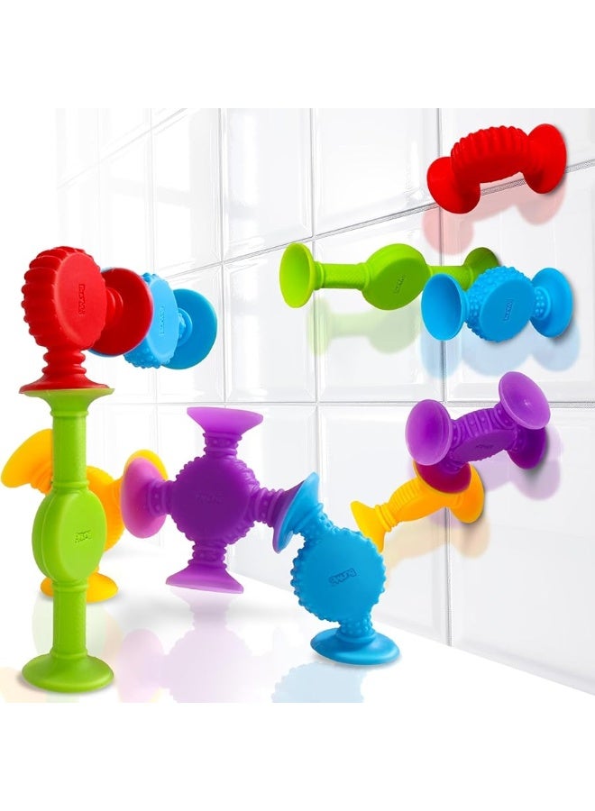 BUNMO Suction Bath Toys Connect Build Create Bath Toy Hours of Fun Creativity Fine Motor Skills Captivating Stimulating Sensory Toy NonMouthable Toy 3 Textured 10 Pack - Image 5