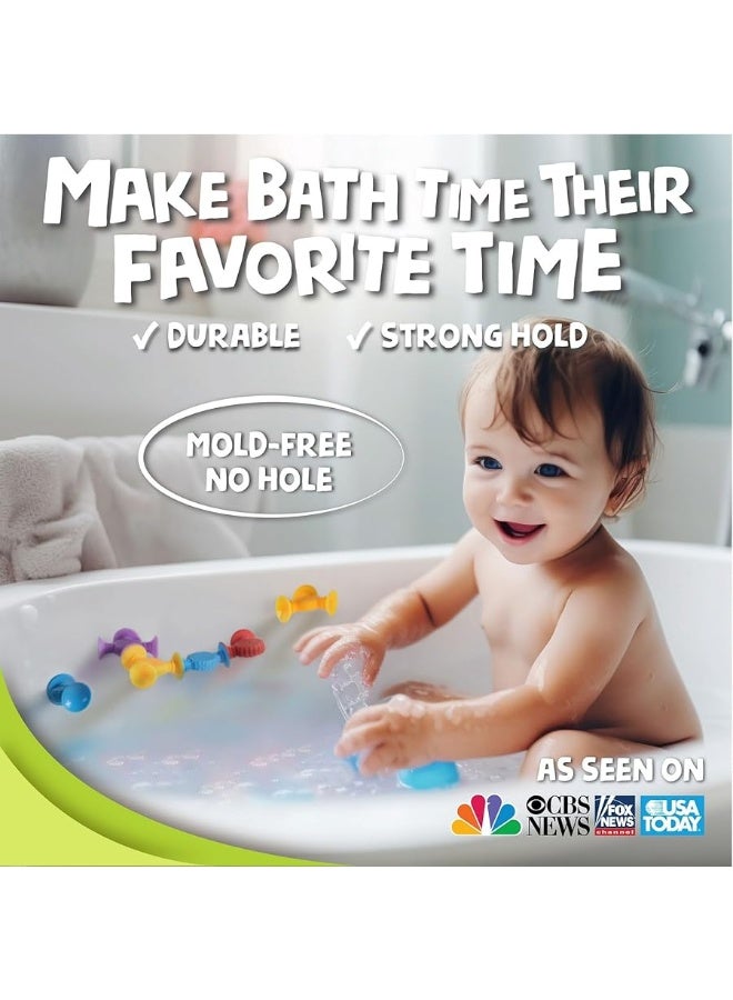 BUNMO Suction Bath Toys Connect Build Create Bath Toy Hours of Fun Creativity Fine Motor Skills Captivating Stimulating Sensory Toy NonMouthable Toy 3 Textured 10 Pack - Image 4
