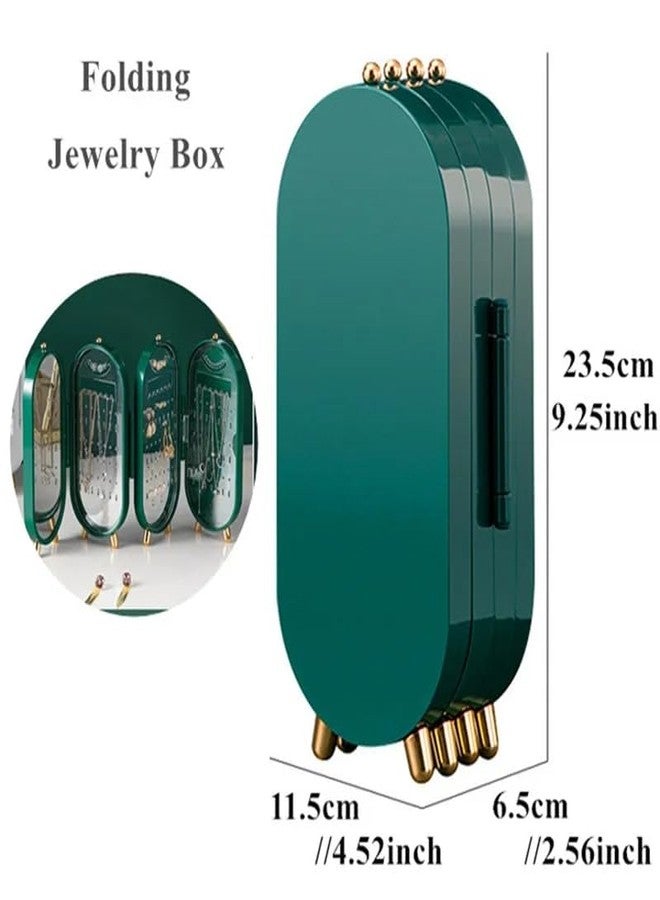Tvoip Earring Organizer Stand，4-Layer Small Foldable Dustproof Jewelry Holder with 153 Holes For Women Earrings, Earring Backs, Necklaces,Display Jewelry Organizer (Green) - Image 4