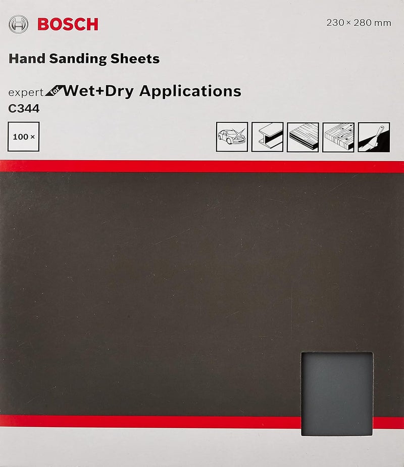 Bosch Professional Hand sanding sheet Wet DryAutomotive Pack of 100230 x 280 mm Grit 120 - Image 1