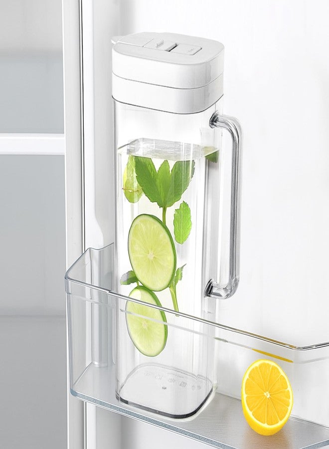 KitchenPrima SlimFit 2 Quart (2 Liter) pitcher with lid - Water jug for fridge door - Leakproof 64oz plastic pitcher with lid - Drink Container for Juice, Iced Tea, Coffee, BPA-Free Plastic, White - Image 1