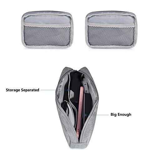 ERCRYSTO Universal Electronics/Accessories Soft Carrying Case Bag, Durable & Light-weight,Suitable for Out-going, Business, Travel and Cosmetics Kit (Small+Big-Gray) - Image 4