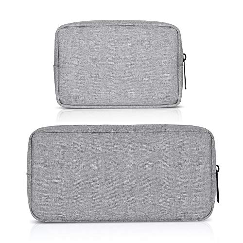 ERCRYSTO Universal Electronics/Accessories Soft Carrying Case Bag, Durable & Light-weight,Suitable for Out-going, Business, Travel and Cosmetics Kit (Small+Big-Gray) - Image 1