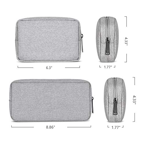 ERCRYSTO Universal Electronics/Accessories Soft Carrying Case Bag, Durable & Light-weight,Suitable for Out-going, Business, Travel and Cosmetics Kit (Small+Big-Gray) - Image 2