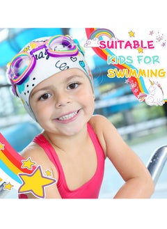 SYOSI Children's Swimming Set, 5 Sets of Children's Silicone Swimming Cap Swimming Goggles Glasses Nose Clip Ear Plugs Cartoon Pink Girls Underwater Glasses Goggles for Children Age 3-12 Years  - Image 2
