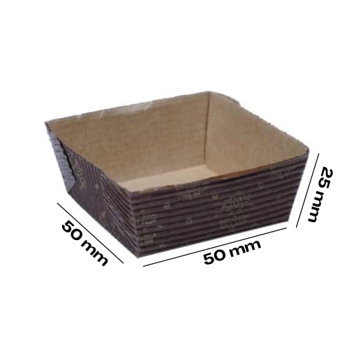 Esslly Bake N Serve Paper Brownie Tray | 40g Capacity | Brown Floret Design | Pack of 50 | Oven Safe, Non-Stick, Freezer Safe, Quality for Baking and Serving - Image 4