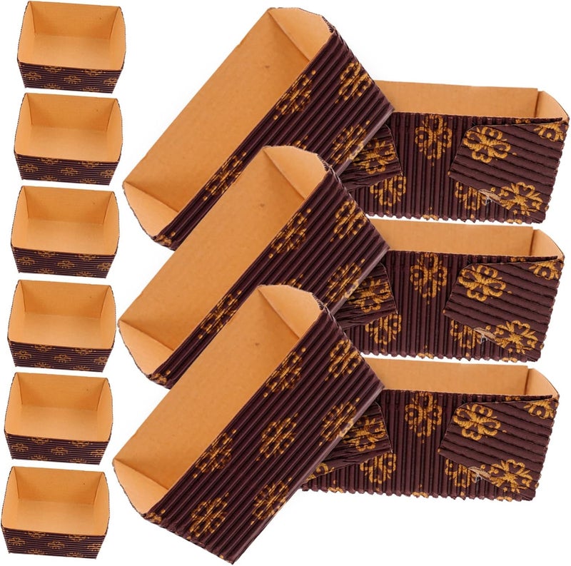 Esslly Bake N Serve Paper Brownie Tray | 40g Capacity | Brown Floret Design | Pack of 50 | Oven Safe, Non-Stick, Freezer Safe, Quality for Baking and Serving - Image 1