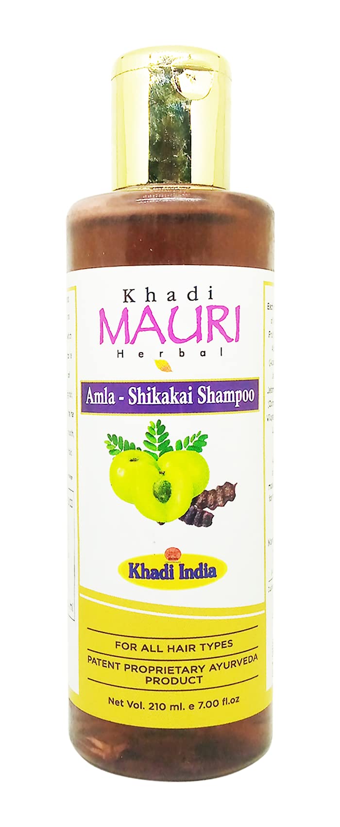 Khadi MAURI Amla Shikakai Shampoo - Pack of 1 (210 ml), brown (KMAMLSHKSATX1) - Image 1