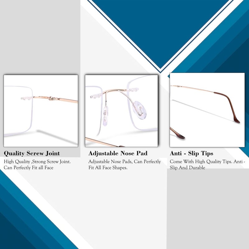RedEx Rimless Rectangle Frame For Men & Women - Image 3
