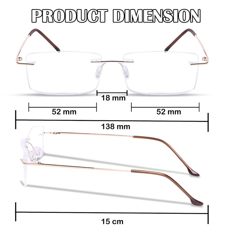 RedEx Rimless Rectangle Frame For Men & Women - Image 5