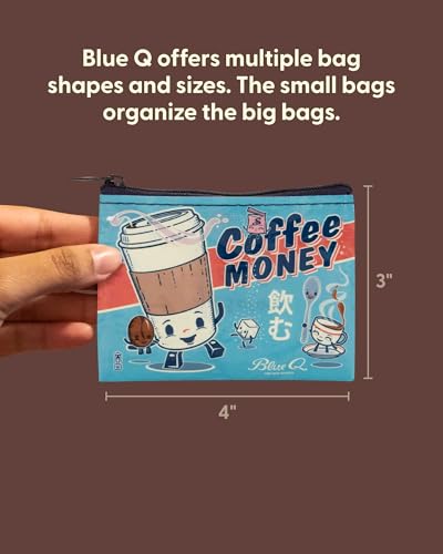 Blue Q Coin Purse – Cute Coin Pouch for Men and Women, Small Wallet Keychain Organizer, Zipper Bag for Coins, Gift Cards & Earbuds, Mini Card Holder, Compact Zip Wallet, 3"h x 4"w - Image 2
