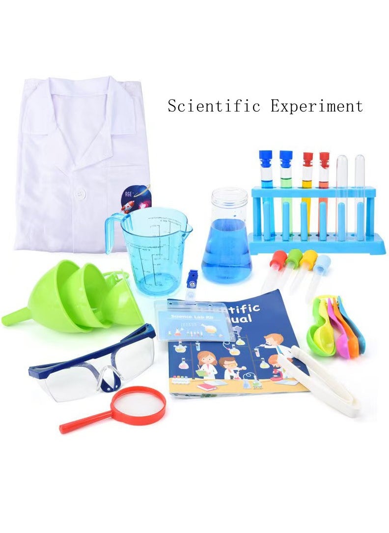 DELGREEN Kids Science Experiment Kit with Goggles Scientist Coat Costume Laboratory Set Scientist Pretend Play Toys Educational Learning Scientific Toys  - Image 1
