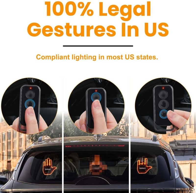 klarako The GloGesture - Led Hand Sign, The GloGesture™ - Led Hand Sign, Glogesture Led Hand Sign, Glowgesture Car Hand Light, Glogesture Hand Light for Car With remote control (Men) - Image 4