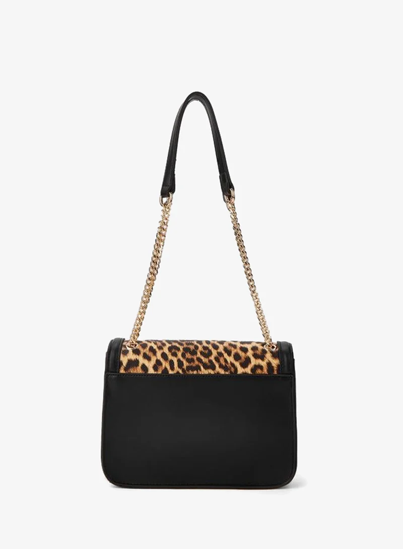 Paprika Animal Print Crossbody Bag with Chain Strap and Flap Closure