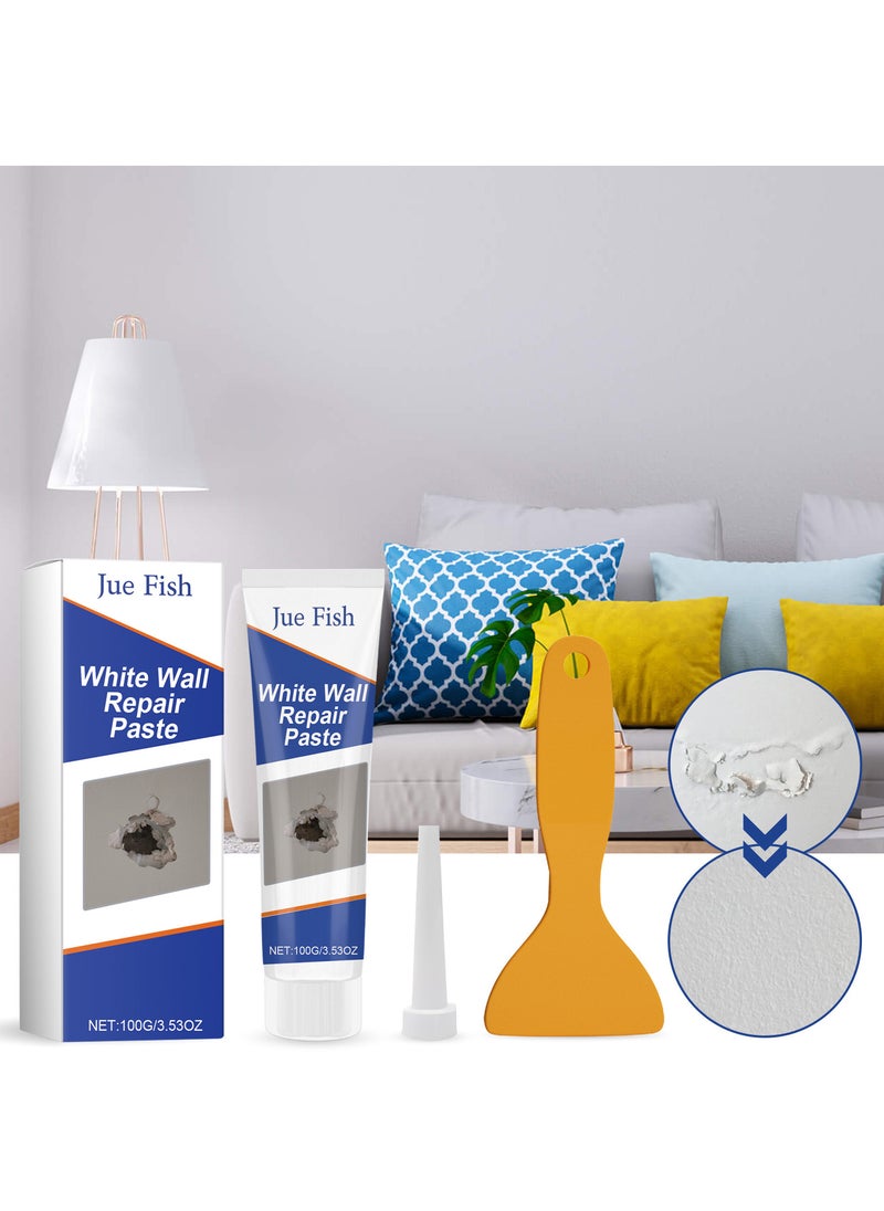 JUE-FISH Wall Repair Cream, Hole Finishing Putty, Wall Repair Paste, White Wall Filling Putty, Wall Repair Kit for Scratches, Cracks, Graffiti  - Image 1