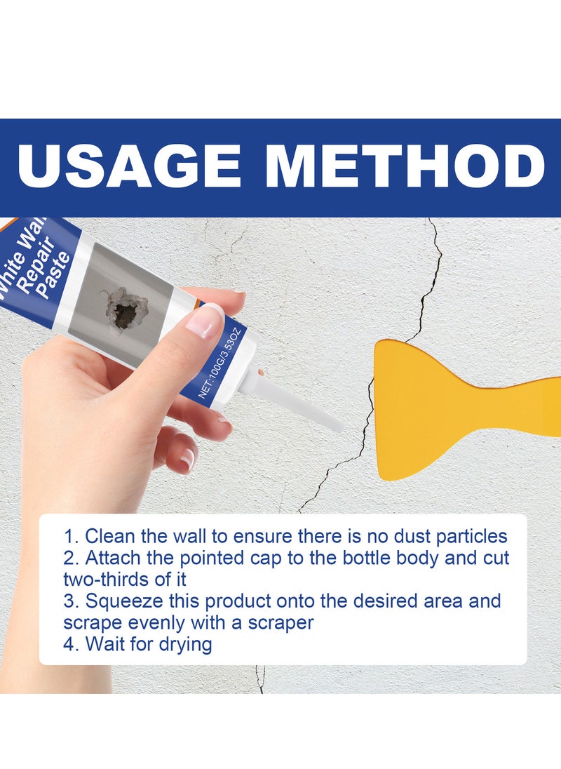 JUE-FISH Wall Repair Cream, Hole Finishing Putty, Wall Repair Paste, White Wall Filling Putty, Wall Repair Kit for Scratches, Cracks, Graffiti  - Image 4