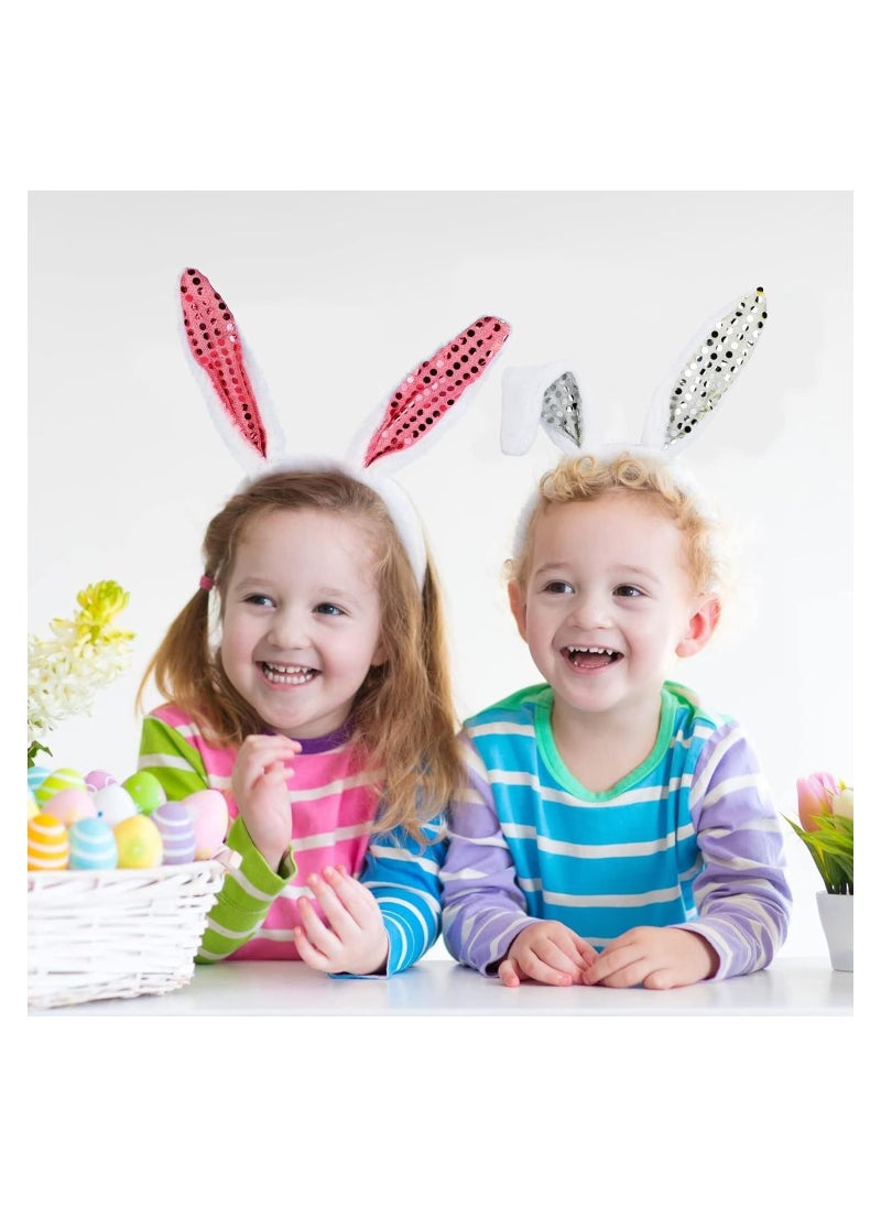 Excefore 2 Pcs Bunny Ears Headband, Rabbit Tail and Bow Tie, Cosplay Costume Party Bunny Ear Costume Set  - Image 4
