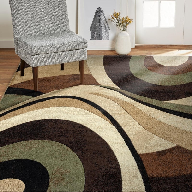 Home Dynamix Tribeca Slade Contemporary Abstract Area Rug, Brown/Green, 5'2"x7'2" - Image 2