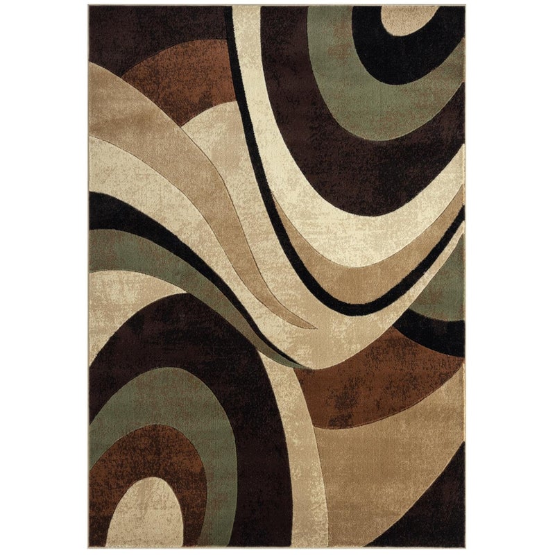 Home Dynamix Tribeca Slade Contemporary Abstract Area Rug, Brown/Green, 5'2"x7'2" - Image 1