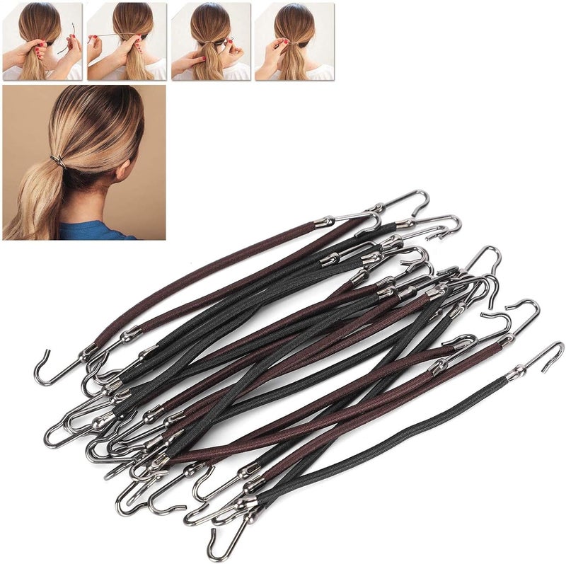 Brrnoo Open Ponytail Hooks, Ladies Hooks, Hair Clips, Elastic Headbands, Ponytail Holders, Hair Accessories, Elastic Rubber Bands, Multi-Function Tying Data Cables (20 Pieces) - Image 2