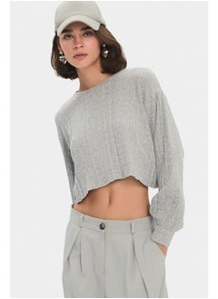 JUNE June Women Viscose Blend Balloon Sleeve Knitwear Sweater Grey  - Image 3