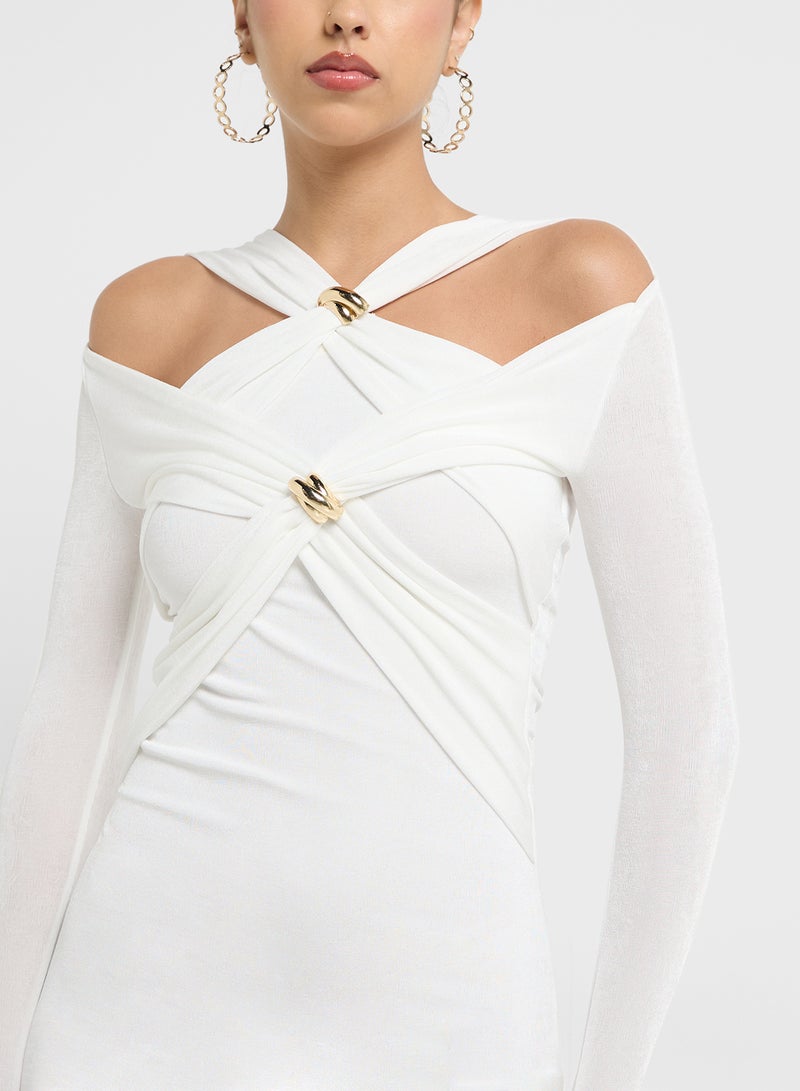 جينجر فستان بياقة متقاطعة - Image 3