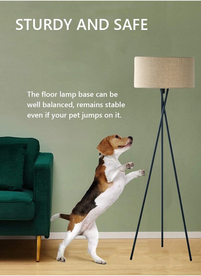 Modern Floor Lamp Wrought Iron Tripod Standing Lamp with Remote Control Warm Light Black Metal Linen 40 Watt 160x42 cm