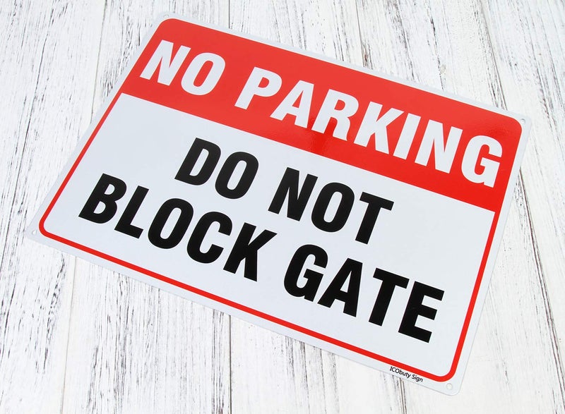 ICObuty No Parking Do Not Block Gate Sign Reflective Signs 14 X 10 inch Rust Free 40 Mil Aluminum Sign UV Protected - Image 2