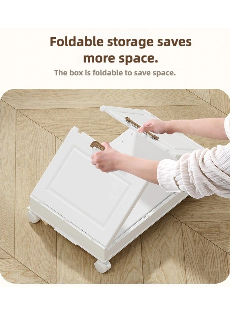 Generic - 3 Layers Multi-Functional Foldable Storage Cabinet with Doors and Wheels, Stackable Storage Bins with Lids, Plastic Storage Cabinet Storage Box Collapsible Clothes Storage Containers with Doors Wardrobe Closet Organizers and Storage for Home (50L) - Image 1