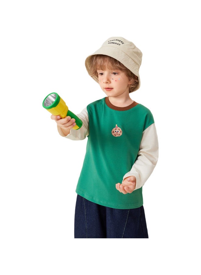 MQDMINI Boys' Long Sleeve T-Shirt Children'S T-Shirt Color-Blocked Top Bottoming Shirt Kids Clothing Cookie Hamburger - Image 3