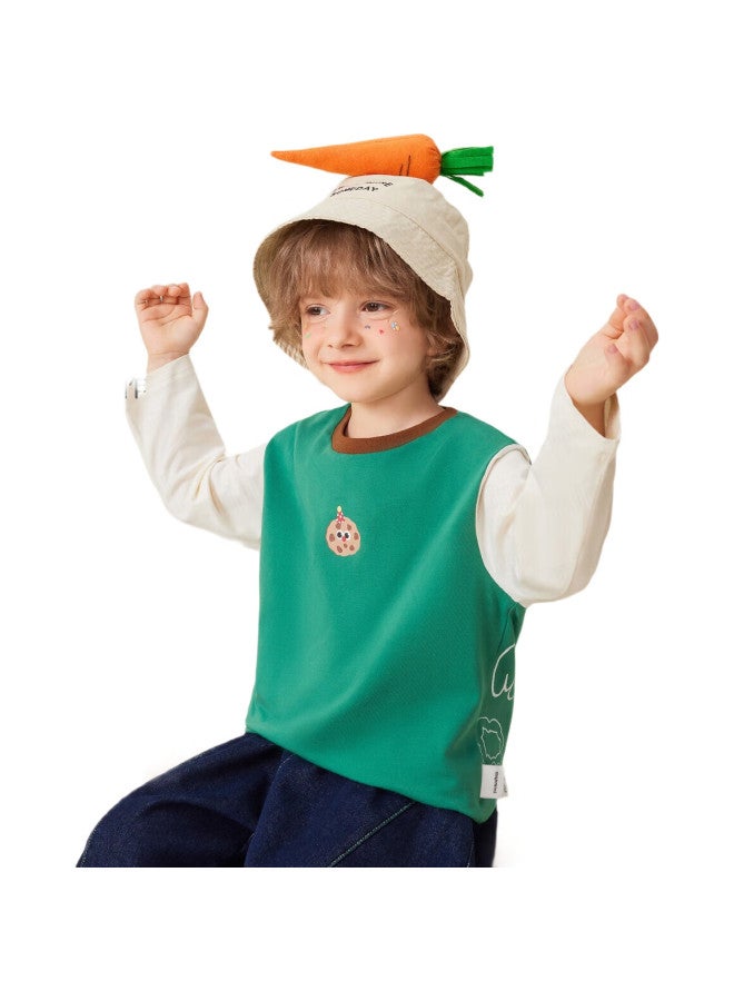 MQDMINI Boys' Long Sleeve T-Shirt Children'S T-Shirt Color-Blocked Top Bottoming Shirt Kids Clothing Cookie Hamburger - Image 2