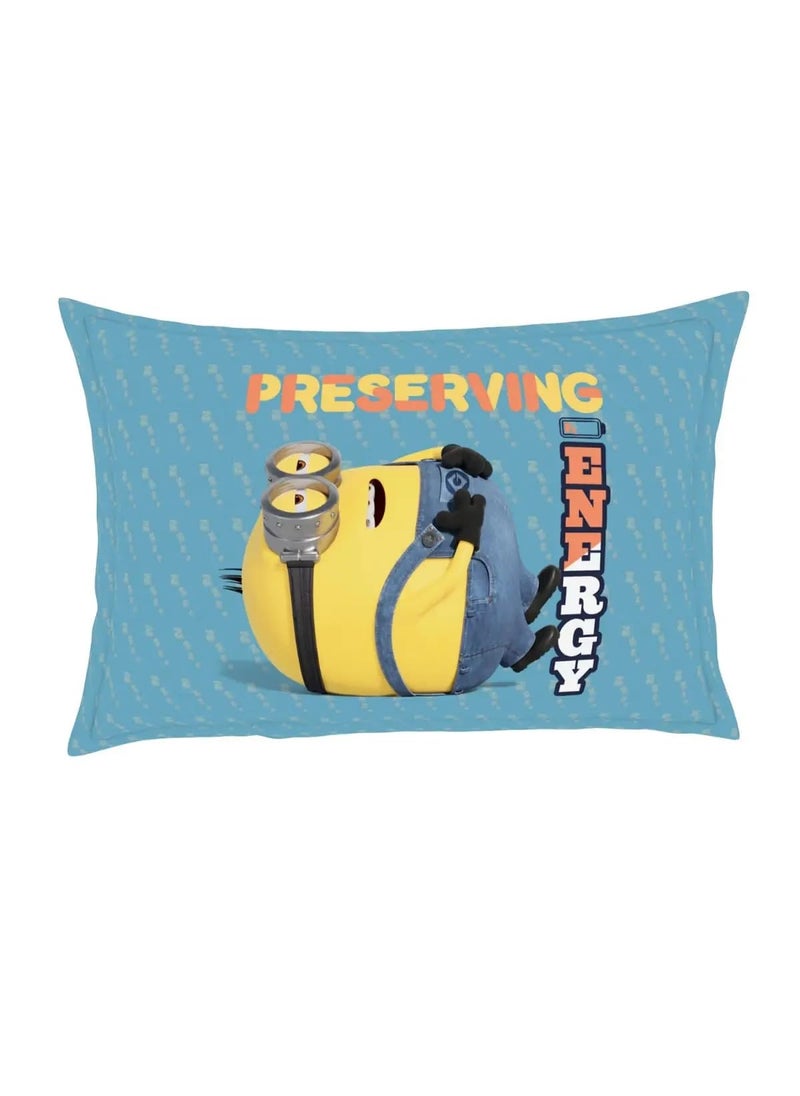 SPACES Spaces 100% Cotton Single Bedsheet (152 Cm X 224 Cm / 43 Cm X 68 Cm) | 180 Tc Percale Character Bedsheet & Pillow Covers Set (Ice Blue)- Universal Lazy Days Minions  - Image 4