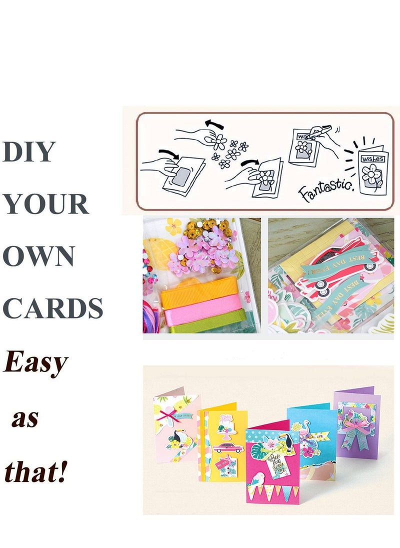 NIBEMINENT - Handmade DIY Greeting Card Kits Material Pack Colored Paper Craft Kit Folded Cards with Decoration Accessories and Matching Envelopes for Girls Boys - Image 1