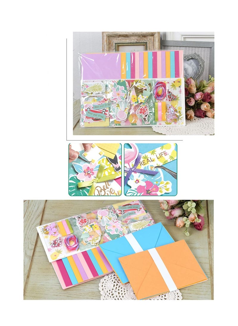 NIBEMINENT - Handmade DIY Greeting Card Kits Material Pack Colored Paper Craft Kit Folded Cards with Decoration Accessories and Matching Envelopes for Girls Boys - Image 1