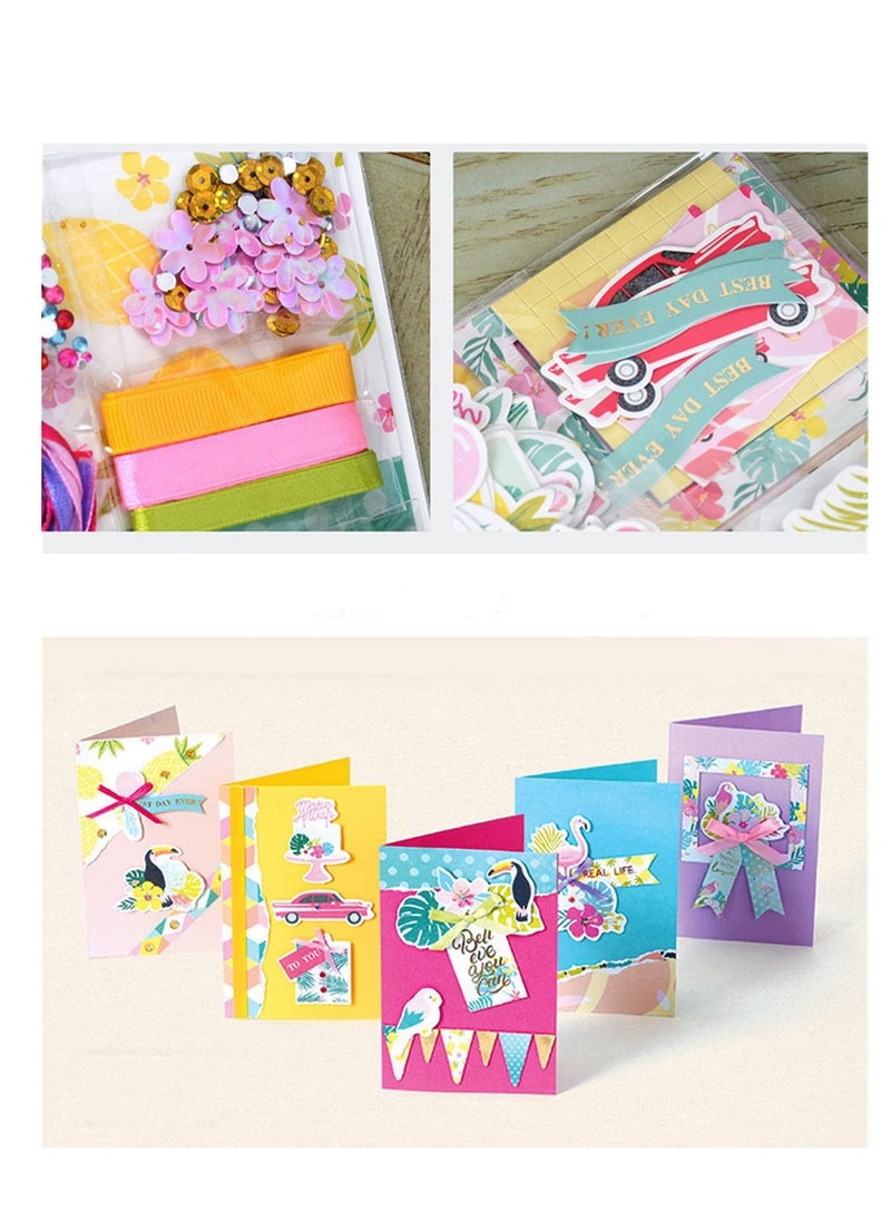 NIBEMINENT - Handmade DIY Greeting Card Kits Material Pack Colored Paper Craft Kit Folded Cards with Decoration Accessories and Matching Envelopes for Girls Boys - Image 1