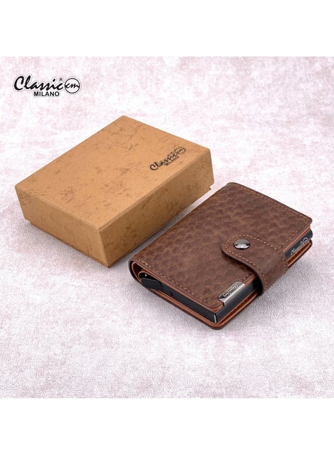 Classic Milano Faux Leather RFID Blocking Pop Up Wallet for Men and Women - Automatic Card Holder Wallet with Pop-up Design - Secure, Compact Credit Card Holder for Men - Stylish Wallet for Men & Women’s RFID Card Wallet