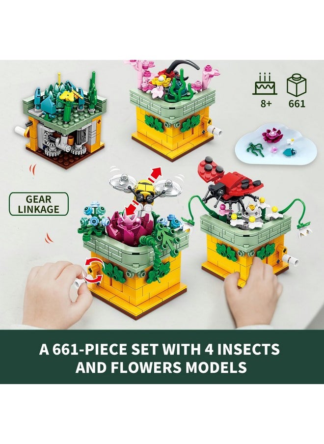 Kazi KAZI Garden Building Set,4 in 1 Flowers Building Blocks with Gears,Ideas Gift for Kids and Adults,Easter Stuffers,Party Favors  - Image 4