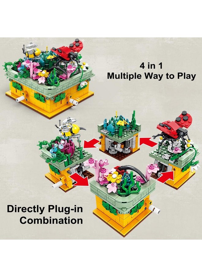Kazi KAZI Garden Building Set,4 in 1 Flowers Building Blocks with Gears,Ideas Gift for Kids and Adults,Easter Stuffers,Party Favors  - Image 3