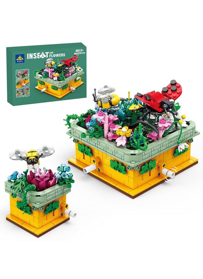 Kazi KAZI Garden Building Set,4 in 1 Flowers Building Blocks with Gears,Ideas Gift for Kids and Adults,Easter Stuffers,Party Favors  - Image 1