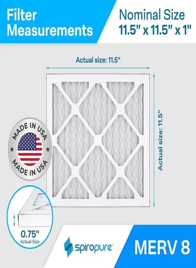 SpiroPure فلاتر هواء مطوية من SpiroPure مقاس 11.5 × 11.5 × 1 بوصة، تصنيف MERV 8 - صنع في الولايات المتحدة الأمريكية (عبوة من 6 فلاتر) - Image 2