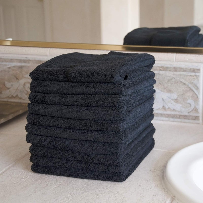 Eurow Microfiber Salon Towels – Bleachproof, Ultra Absorbent & Quick Drying – Soft, Lightweight & Durable for Hair Styling, Beauty, Barber & Spa Use, 16 x 29 Inches, 10-Pack, Black - Image 4