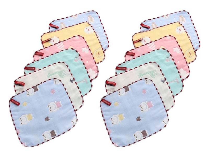 CLUZE Women's Cotton Face Towels - Square Handkerchief for Women/Kids/Girls (Multicolour) (Size 25x25 cm) (Pack of 12) (12) - Image 5