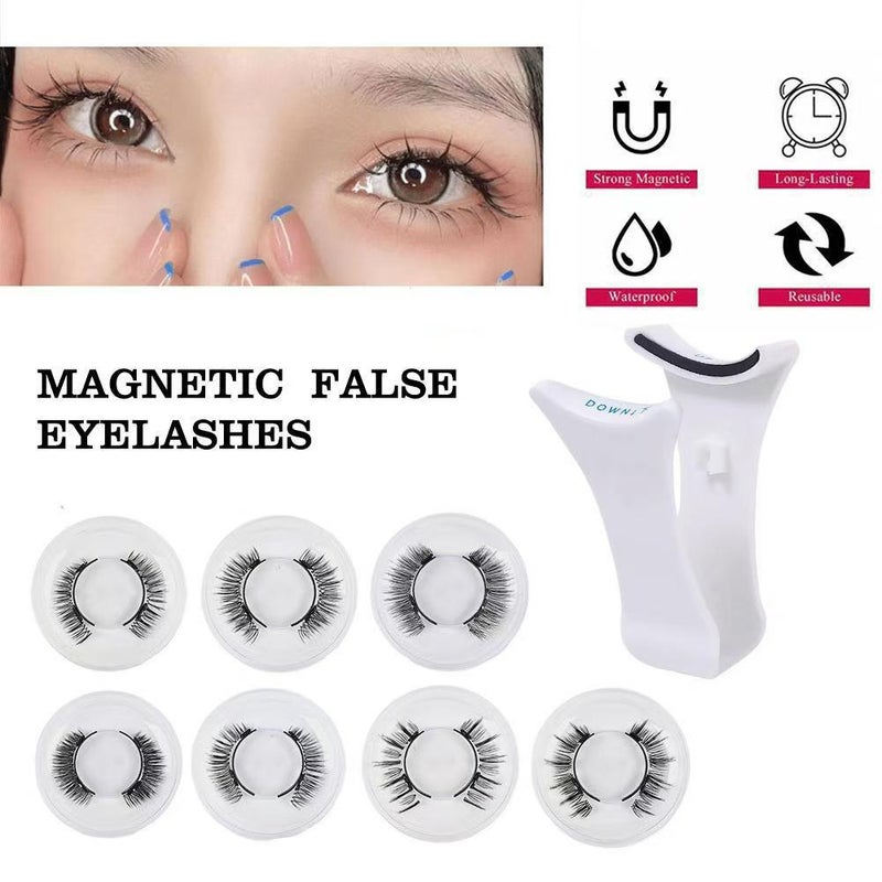 White Magnetic False Eyelash Curler Magnetic Glue-Free False Eyelashes Portable Package Long-Lasting Supernatural - Image 3