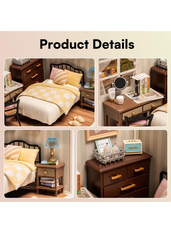 ROBOTIME DIY Miniature House Kit Mini Dollhouse Building Toy Set Plastic Tiny Room Making Kit with Accessories Model Room Craft Hobby Decent Gifts (Sweet Dream Bedroom) - Image 4