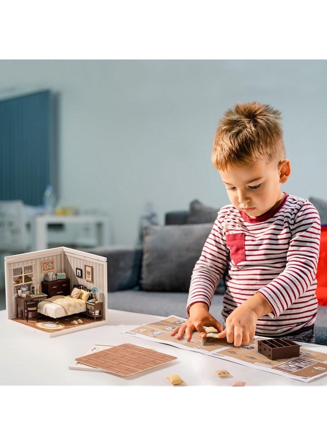 ROBOTIME DIY Miniature House Kit Mini Dollhouse Building Toy Set Plastic Tiny Room Making Kit with Accessories Model Room Craft Hobby Decent Gifts (Sweet Dream Bedroom) - Image 5