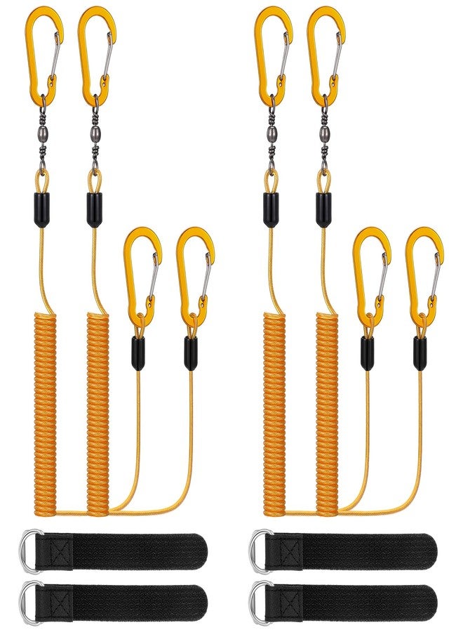 Gejoy 8 Pcs Kayak Paddle Leash Heavy Duty Retractable Coiled Lanyard Pole Tether Straps for Kayaking Boating Canoeing Fishing Pole Rod Board Fishing Accessories - Image 1