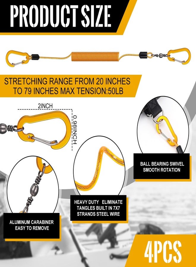 Gejoy 8 Pcs Kayak Paddle Leash Heavy Duty Retractable Coiled Lanyard Pole Tether Straps for Kayaking Boating Canoeing Fishing Pole Rod Board Fishing Accessories - Image 2