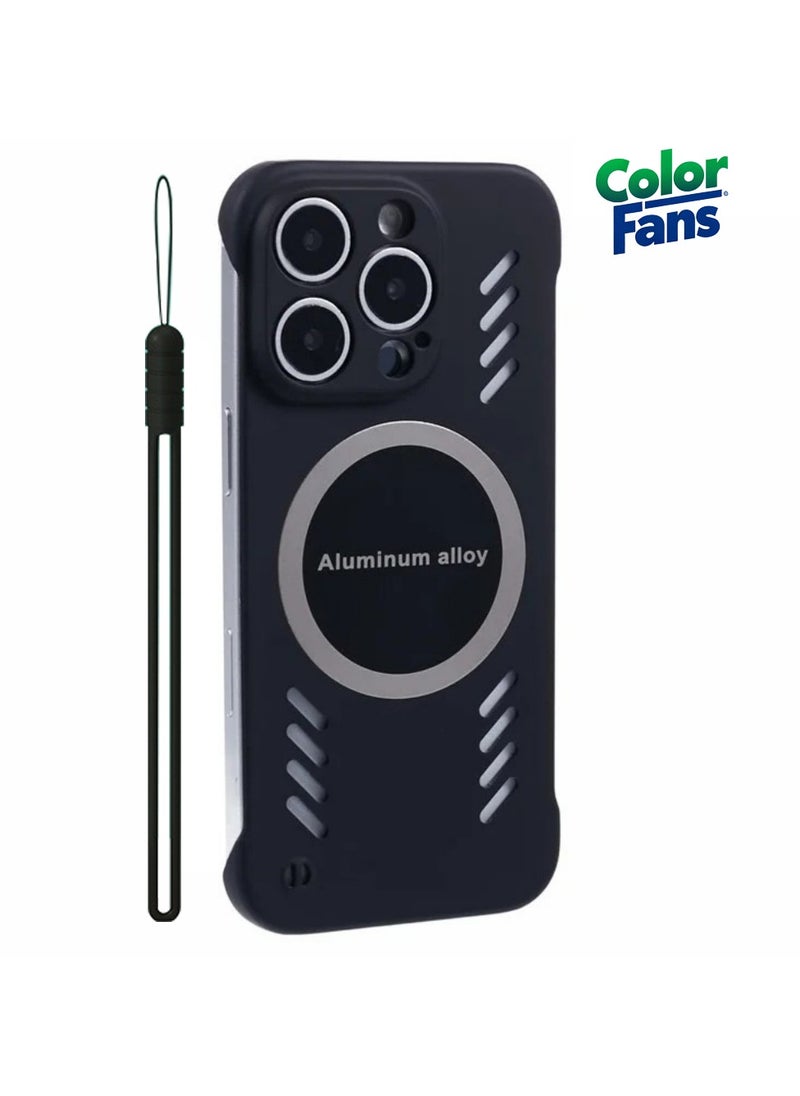 Color Fans - For iPhone 12 Pro Max Case Hard PC Frameless Heat Dissipation Phone Cover - Black - Image 1