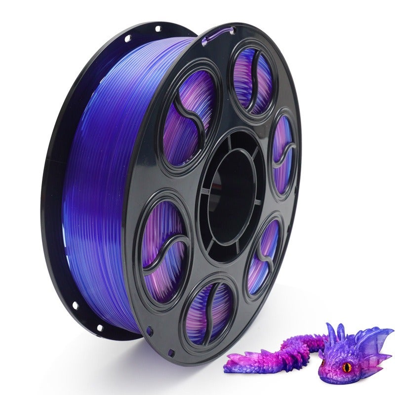 PLA Silk 3D Printer Filament 1KG, Transparent Gradient Crystal Finish, 1.75mm, 330m Spool, Compatible with Bambu Lab and Creality Printers
